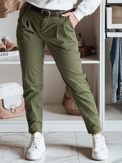 Női chino nadrág övvel MODELA khaki Dstreet UY2572