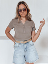 Női egyméretű bordázott blúz KISS LOOK barna Dstreet RY2827