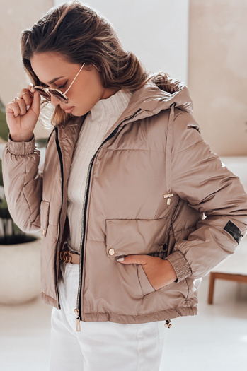 Női steppelt dzseki kapucnival ARON camel Dstreet TY4398