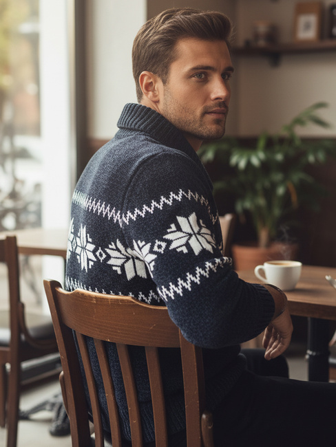 Férfi sötétkék pulóver Dstreet WX2272