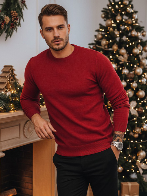 Férfi klasszikus bordó pulóver Dstreet WX1933z