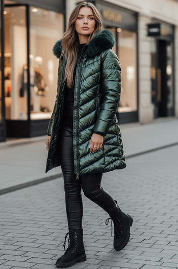 Női steppelt télikabát BELLATRIX zöld Dstreet TY4591z