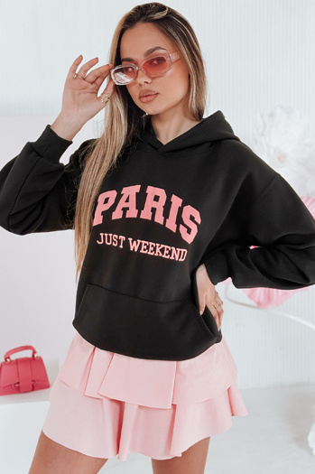 Női túlméretezett kapucnis pulóver PARISSIA fekete Dstreet BY1453
