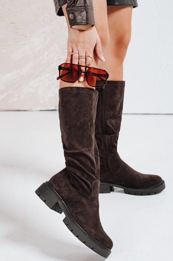 Női szarvasbőr barna csizma Dstreet ZY1176 ZY1176