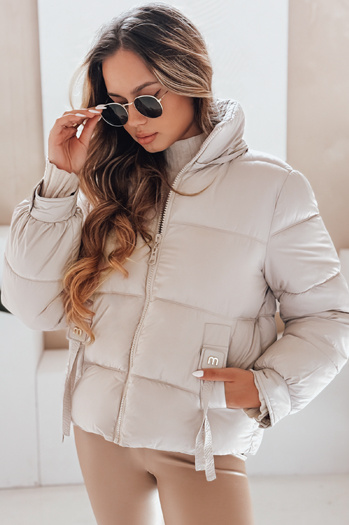 Női steppelt kabát kapucnival bézs Dstreet TY5066 TY5066