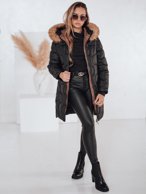 Női télikabát VIRELIA steppelt kapucnival fekete Dstreet TY4937