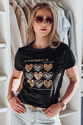 Női szív póló LOVETIK fekete Dstreet RY2734