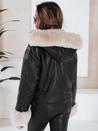 Női télikabát bőr ramoneskin szőrmével fekete Dstreet TY5118