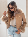 Női bőrdzseki teveszőrrel Dstreet TY5139