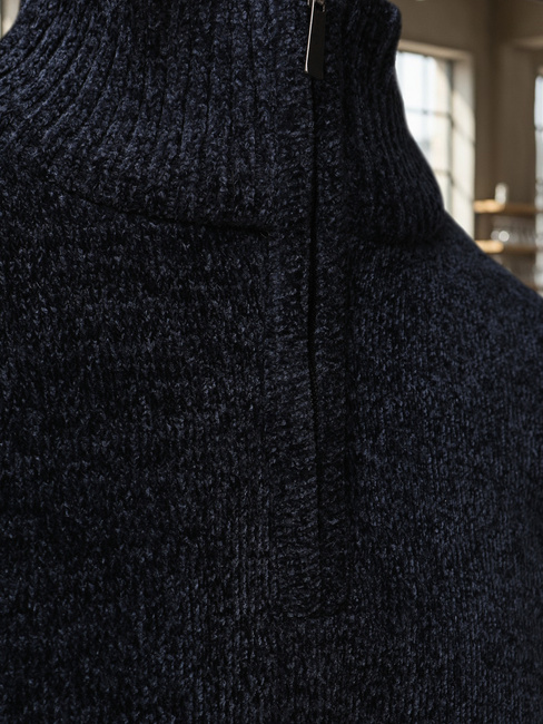 Férfi pulóver állógallérral, tengerészkék Dstreet WX2349