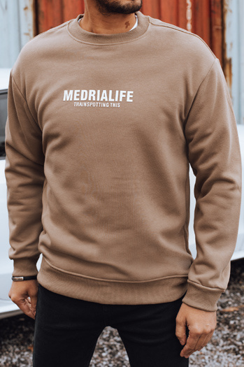 Férfi teve színű nyomtatott pulóver Dstreet BX5926