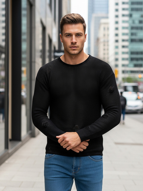 Férfi fekete pulóver Dstreet WX2312z