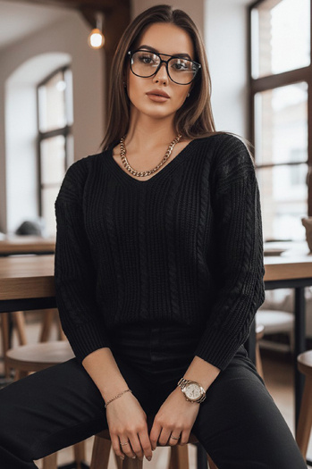 Női hosszú pulóver WELLMA Szín Fekete DSTREET MY1769