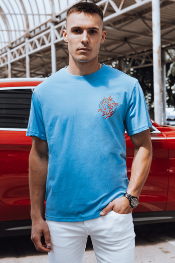 Férfi nyomtatott világoskék póló Dstreet RX5492