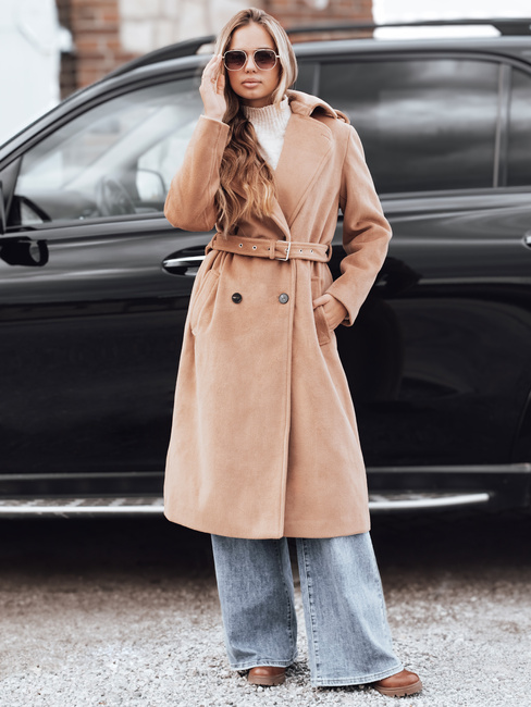 Női télikabát klasszikus trencsni camel Dstreet NY0763