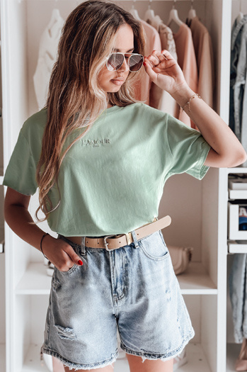 Női oversize póló hímzéssel PARISSTEN menta Dstreet RY2881