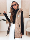 Női kétoldalas kapucnis mellény camel színben Dstreet TY5095