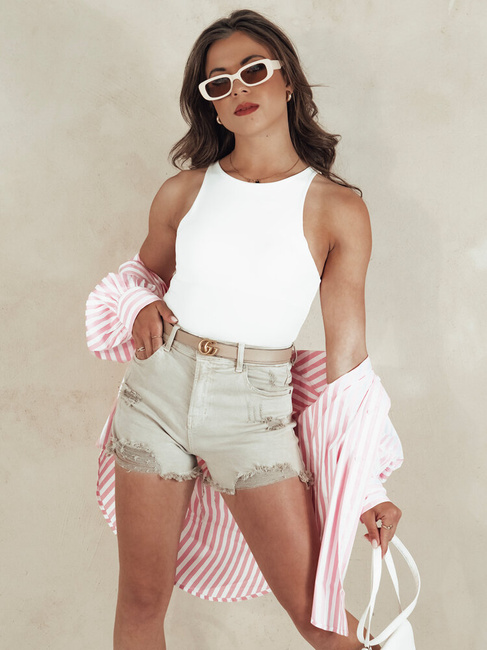 Női rövidnadrág POPGLAM bézs Dstreet SY0399