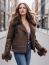 Női bőrdzseki szőrmével barna Dstreet TY5243z
