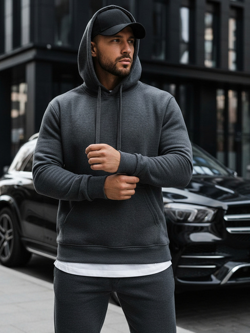 Kenguru típusú férfi pulcsi kapucnival antracit színben BX2085
