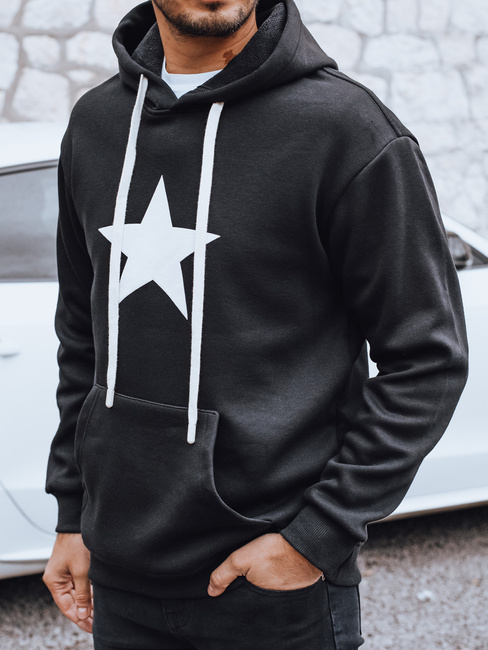 Férfi kapucnis pulóver fekete Dstreet BX5924