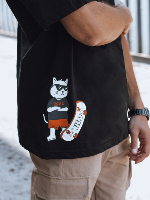 Férfi nyomtatott póló fekete Dstreet RX5531