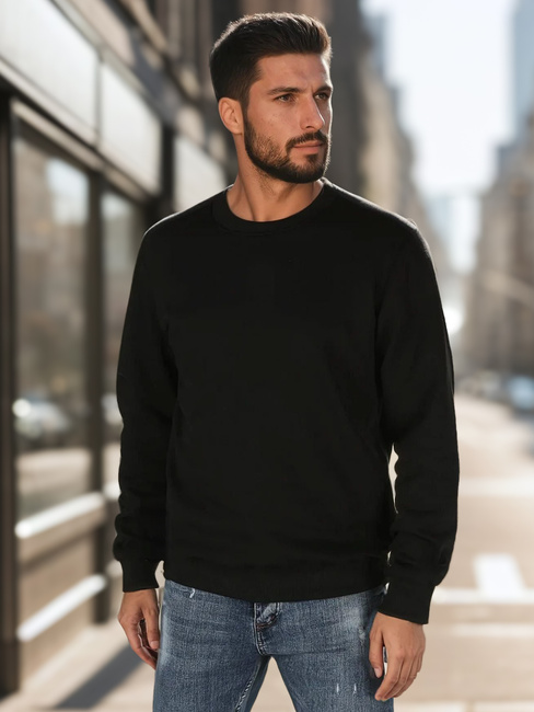 Férfi fekete pulóver Dstreet BX5915