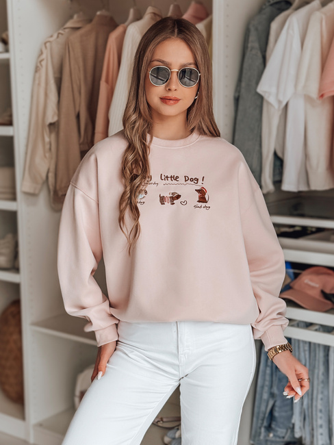 Női oversize pulóver tacskókkal JAMNIKOVE rózsaszín Dstreet BY1497