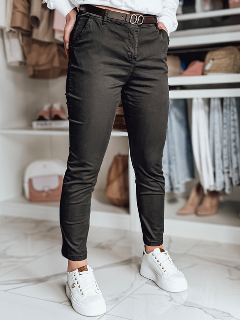 Női vékony nadrág övvel LINESKA khaki Dstreet UY2576 LINESKA khaki Dstreet UY2576