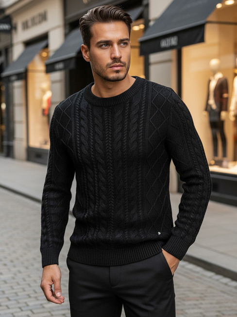 Férfi fekete pulóver Dstreet WX1926