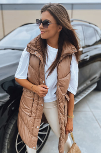 Női steppelt mellény MARIEL camel színben Dstreet TY3016