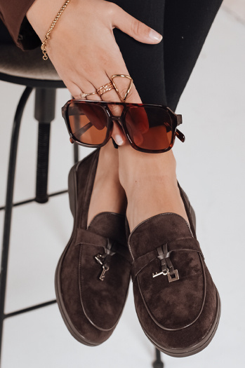 Női szarvasbőr barna mokaszinok Dstreet ZY1181