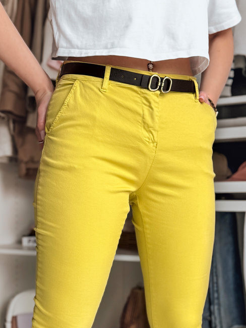 Női vékony nadrág övvel LINESKA mustár Dstreet UY2579