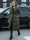 Női hosszú téli steppelt kabát FAVI zöld Dstreet TY4576