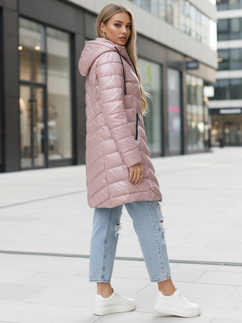 Női télikabát hosszú steppelt lila Dstreet TY5505