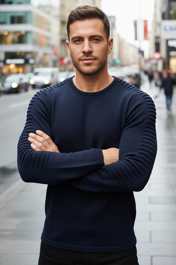 Férfi sötétkék pulóver WX2297z