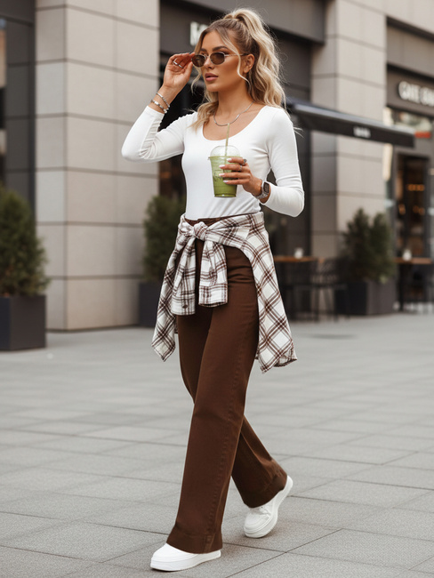 Női magas derekú, széles szárú farmer barna Dstreet UY2877 UY2877