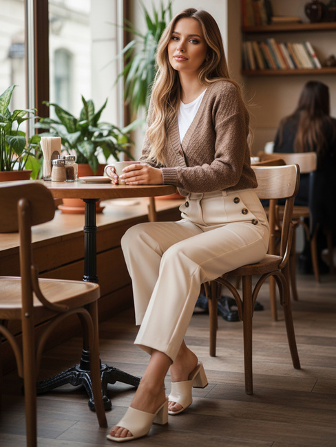 Női CHICLINE pulóver bézs Dstreet MY2419