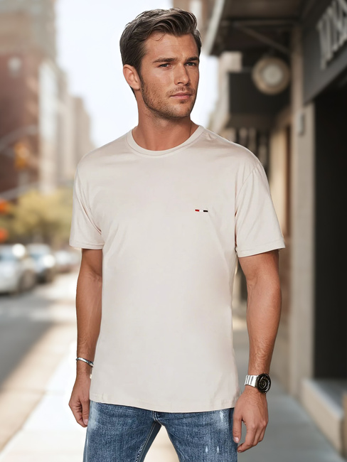 Férfi hímzett cappuccino póló Dstreet RX5638
