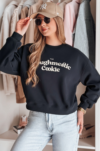 Női oversize pulóver COOKIES nyomtatással tengerészkék Dstreet BY1447