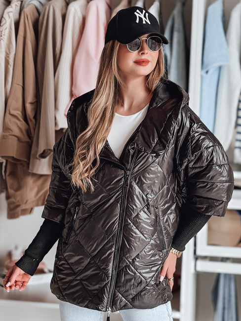 Női átmeneti steppelt oversize kabát PUFFILOF fekete Dstreet TY4855
