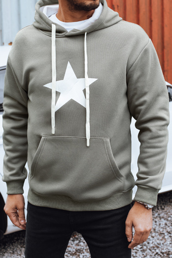 Férfi khaki kapucnis pulóver Dstreet BX5928