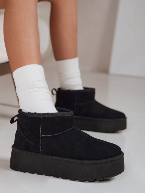 Női fekete szarvasbőr hó csizma Dstreet ZY1283