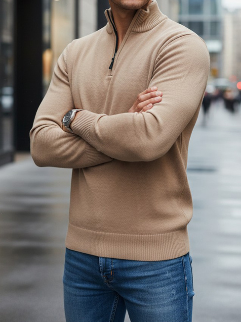 Férfi camel pulóver Dstreet WX2341