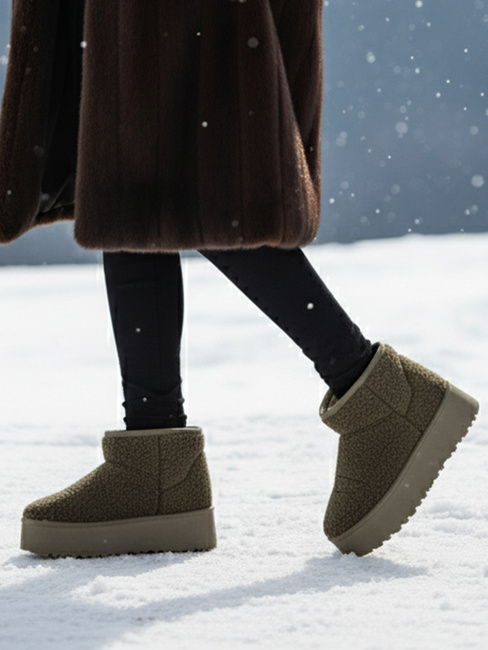 Női szövet hócsizma szőrmével zöld Dstreet ZY1254 ZY1254