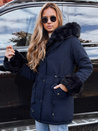 Női téli parka kabát szőrmével CHARMFUR tengerészkék Dstreet TY5132