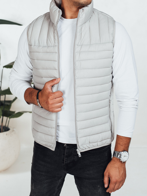 Férfi steppelt mellény világosszürke Dstreet TX5080