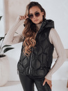 Női steppelt, kapucnis mellény MISSVEST fekete Dstreet TY5018
