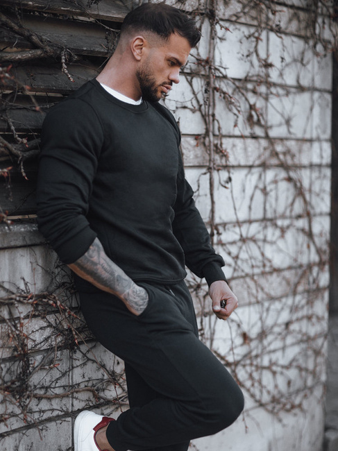 Férfi pulcsi kapucni nélkül fekete színben BX2416z