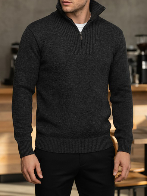 Férfi álló pulóver, szigetelt grafit Dstreet WX2354